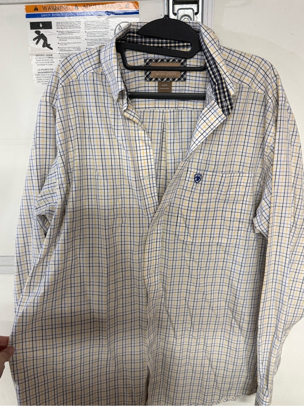 Ariat Men's White, Blue & Tan Plaid Button-Down Shirt